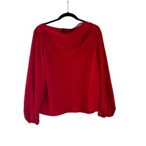 Ann Taylor Factory Red 3/4 Sleeve Sailor Collar Blouse